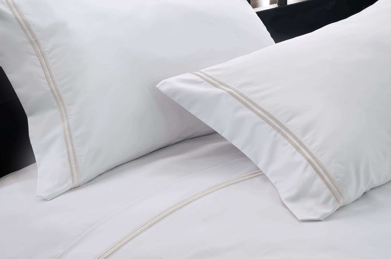 Hotel Suite 1200 Thread Count Cotton-Rich Embroidery Sheet SetKing in Wheat color