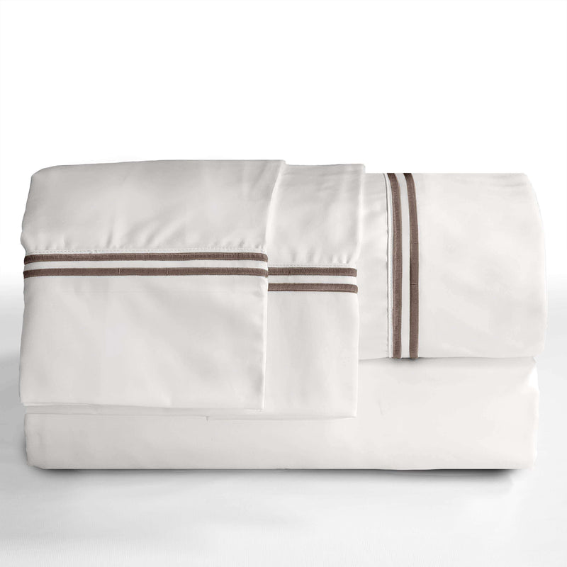 Hotel Suite 1200 Thread Count Cotton-Rich Embroidery Sheet SetFull in Wheat color