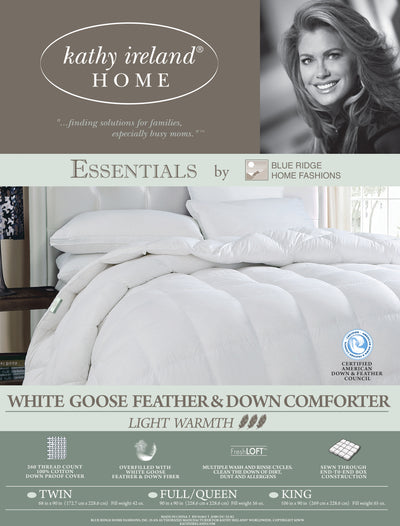 Kathy Ireland Essentials Light To Extra Warmth Goose Feather and Down Fiber Comforter