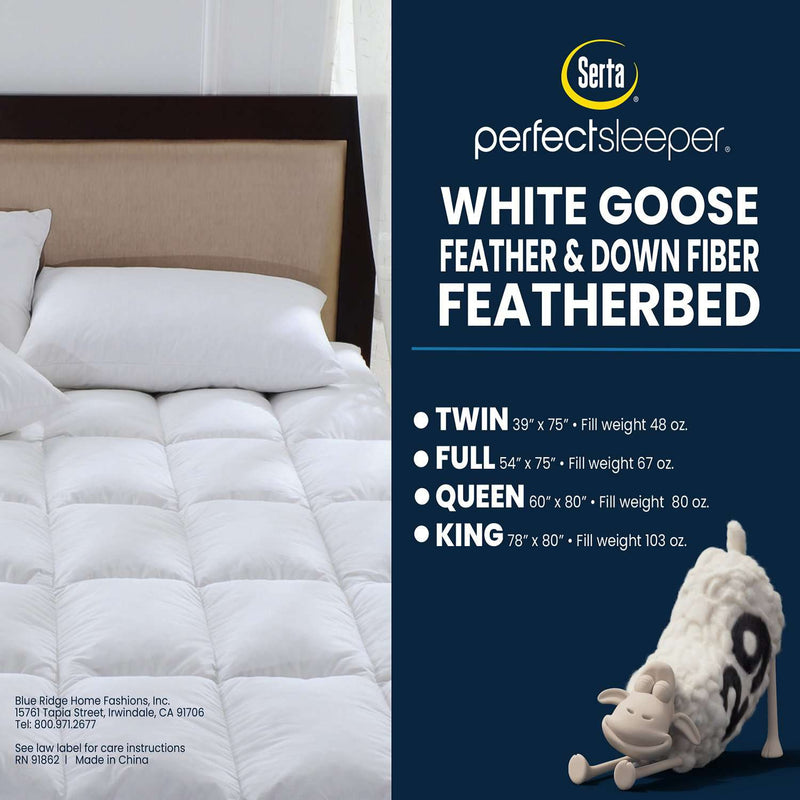 Serta White Goose Feather and Down Fiber Featherbed