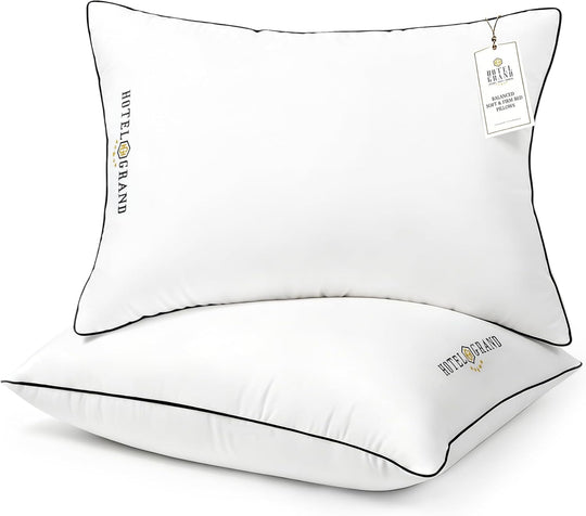 Hotel Grand Medium Soft 2 Pack Pillow with 400 Thread Count Cotton Cover