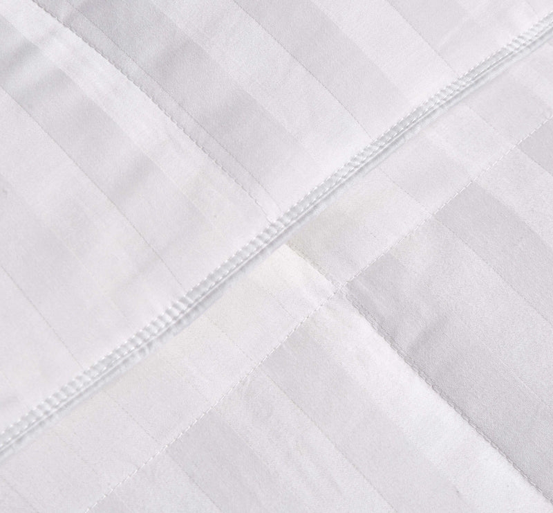 Siberian Cotton Damask Stripe All Season Down ComforterFull-Queen in White color