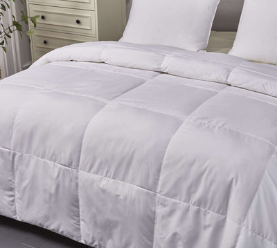 Microfiber Natural Feather Down Fiber Blend Comforter Full-Queen in White color