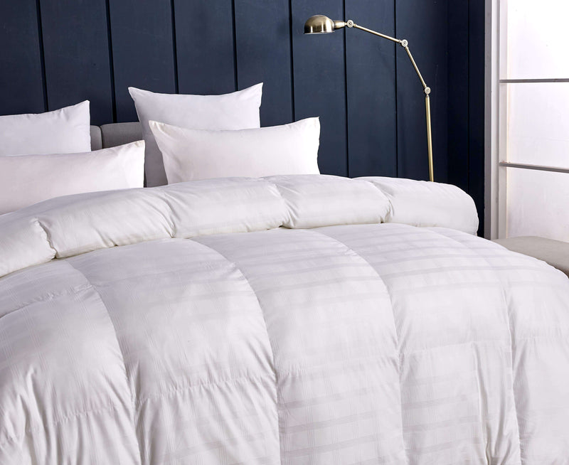 600 Thread Count Windowpane Duraloft Down Alternative ComforterFull-Queen in white color