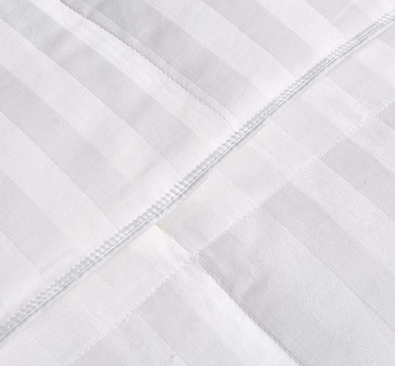350 Thread Count Cotton Damask Stripe (2cm) Down Alternative ComforterFull-Queen in white color