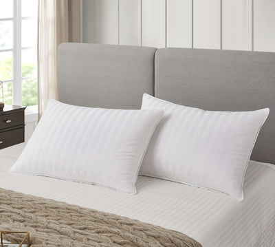 Siberian 500 Thread Count Damask Stripe White Down Pillow Naples 700 Thread CountKing in White color