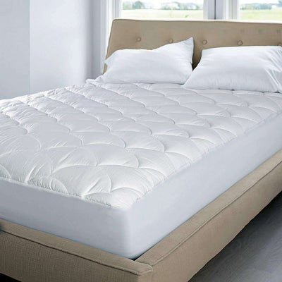 350 Thread Count Damask Dot Mattress PadFull in White color