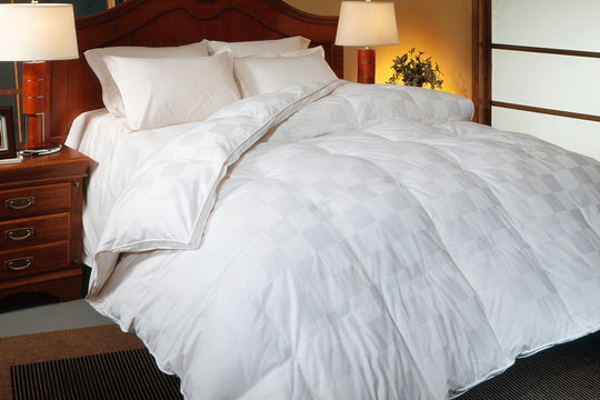 500 Thread Count Euro Check White Goose Down Comforter