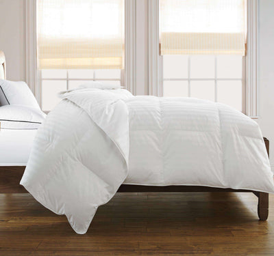 500 Thread Count Damask Stripe (2 cm) Duraloft Down Alternative ComforterKing in white color