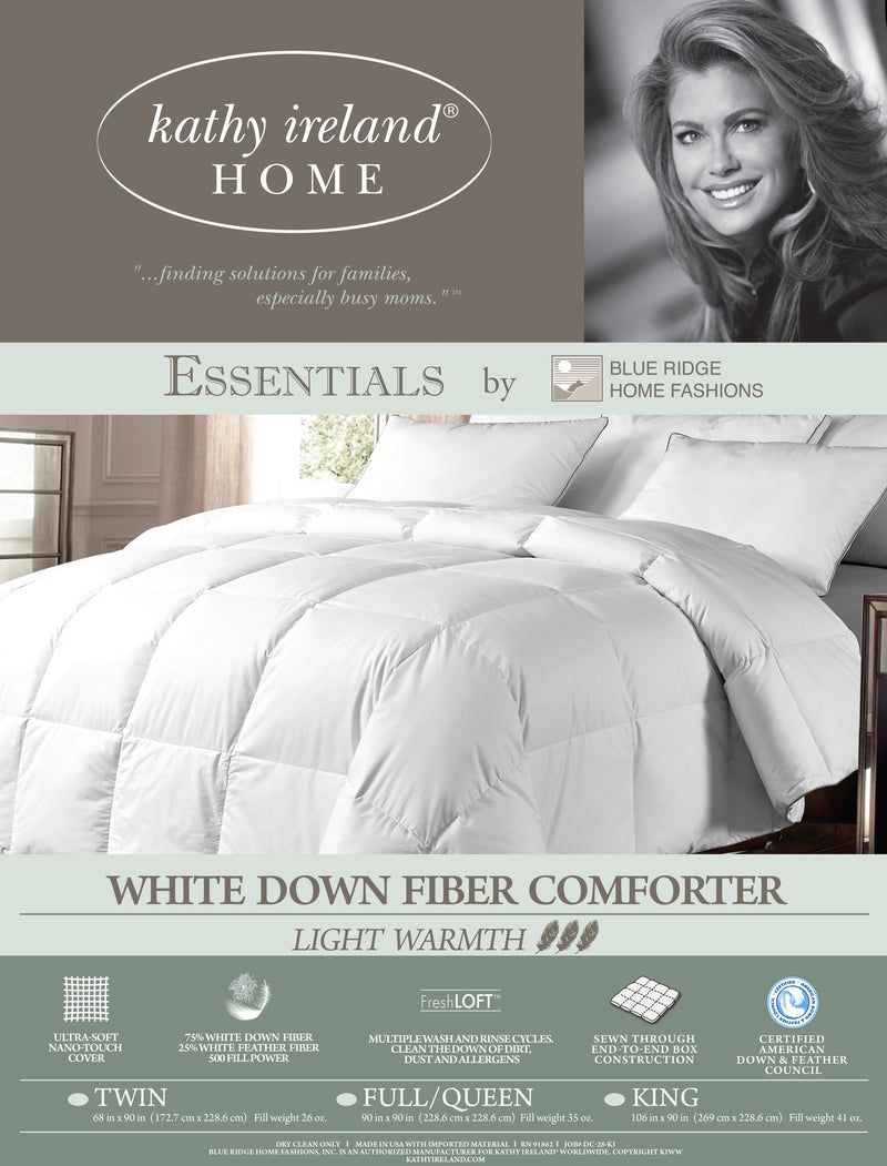 Kathy Ireland Essentials Ultra Soft Nano Touch Light To Extra Warmth Goose Down Fiber Comforter