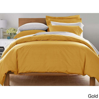 Microfiber Oversize Solid Color Duvet Cover SetFull-Queen in GOLD color