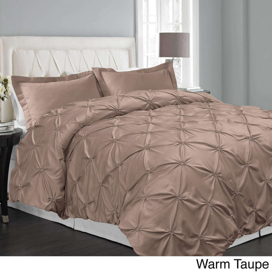 3 Piece Microfiber Floral Pintuck Duvet Cover Set Oversize