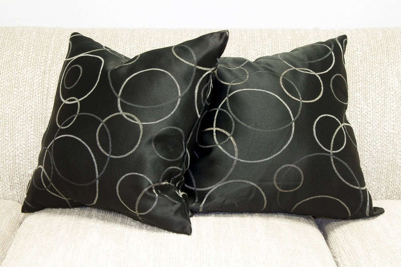 Circle Jacquard Decorative Pillow 2 pack 18 x 18 in Black - 2pk color