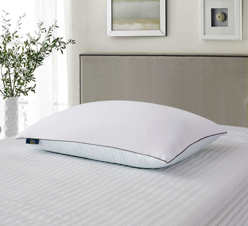 Serta 233 Thread Count Summer and Winter White Goose Feather Bed Pillow -2 Pack